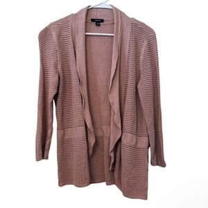 Alfani Mauve Pink Textured Knit Open Front Cardigan Lightweight Linen‎ Neutral